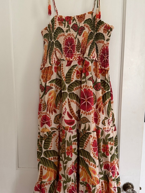 FARM Rio Dresses & Skirts - FARM Rio Cream Maxi Dress with Pink, Green & Orange Tropical Print